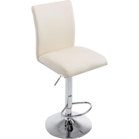 Sgabello bar seggiolone con poggiapiedi a tromba design moderno in sintetico panna 100000006