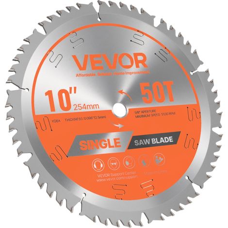 Lame de scie circulaire de 254 mm,50 dents en alliage,15,875 mm d'arbre,finition fine,idéale pour couper bois,contreplaqué et OSB (1/5)