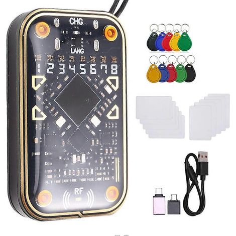 Émulateur de lecteur de puces RFID Chameleon V2.0 + 20 cartes porte-clés UID/CUID 125 kHz 13,56 MHz, décodage de cartes, duplicateur NFC (1/5)