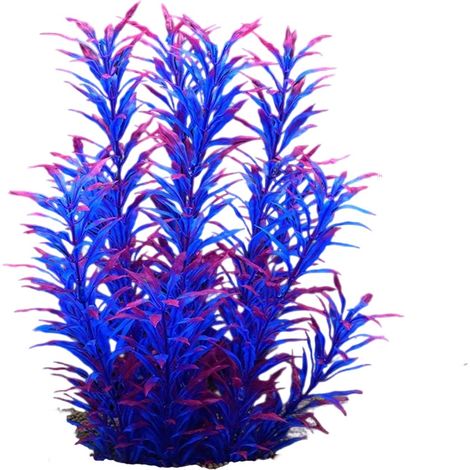 Grandes plantes artificielles en plastique pour aquarium, décoration pour tous les poissons, 32 cm de haut x 18 cm de large (1/5)