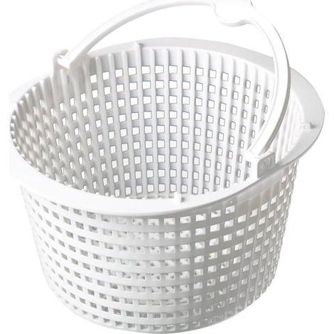 Panier de skimmer de 16 cm, panier de rechange pour skimmer standard, tamis de piscine de 16 cm de diamètre, avec poignée pour un retrait facile, résistant au chlore, stable (blanc)