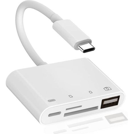 USB-C-SD-Kartenleser, 4-in-1-Micro-SD-Kartenleser mit USB-C-Ladeanschluss, Speicherkartenleser, OTG-kompatibler Adapter (1/5)