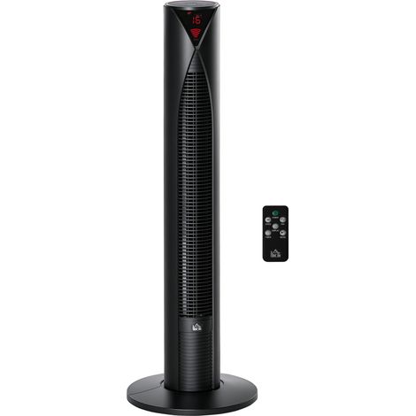 Leiser Turmventilator mit 70°-Oszillation, 12-Stunden-Timer, 4 Modi, 3 Geschwindigkeitsstufen, 45 W, 31,5 x 31,5 x 96 cm, schwarz
