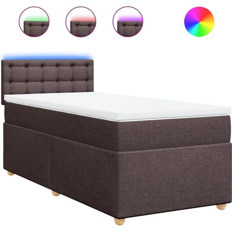 Maison Exclusive - Cama box spring con colchón tela marrón oscuro