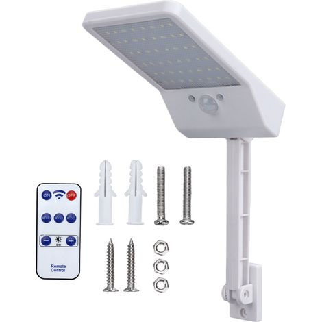 Lumière solaire murale extérieure 48 LED, détecteur de mouvement, blanc, pour garage, clôture, terrasse, porche, jardin (1/5)