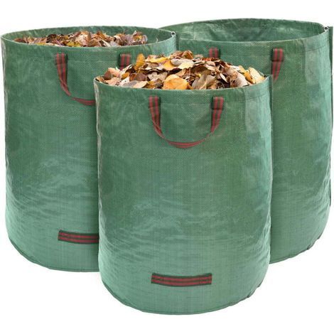 Set mit 3 Gartenabfallsäcken mit Tragegriffen – Großes Fassungsvermögen von 272 Litern und doppelter Boden – UV-beständig und wasserabweisend – Wiederverwendbare und robuste Gartenabfallsäcke (1/4)