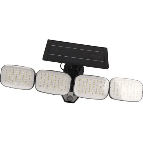 Lampes solaires d'extérieur à détecteur de mouvement, 4 têtes, 800 lm, 6500 K, éclairage grand angle à 360°, étanchéité IP65, LED 240COB (1/5)