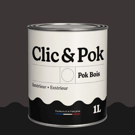 Peinture Bois Extérieur – POK BOIS - 1L - RAL 8019 - Brun gris- Résistante aux intempéries - Ne s'écaille pas