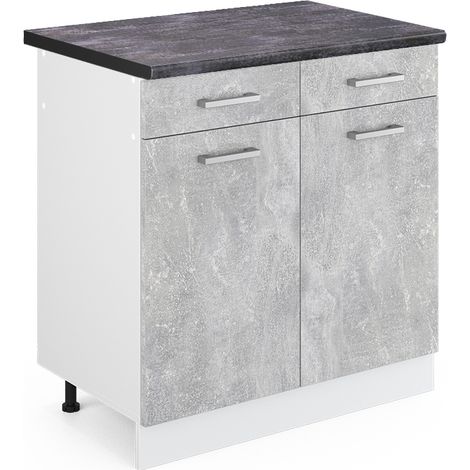 Mueble bajo de cocina R-Line, Hormigón, 80 cm , ET Antracita, Vicco (1/5)