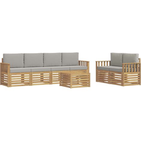 Outdoor-Sofagarnitur 7 pcs Weiß und Hellgrau Polyester vidaXL