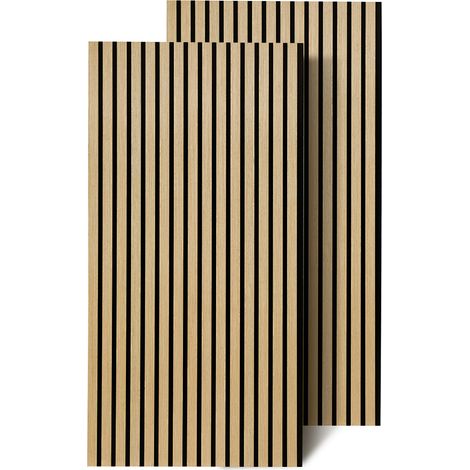 TolleTour Aislamiento acústico Lote de 2 paneles acústicos con aspecto de madera en MDF 60 x 120 x 2,1 cm madera de roble (1/5)