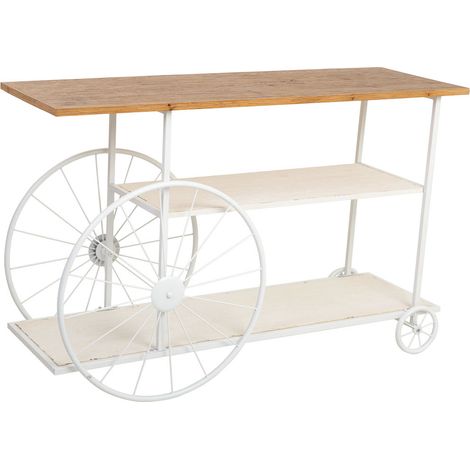 Recibidor de madera y metal lacado con 2 baldas 120x42x78h cm - Blanco (1/5)
