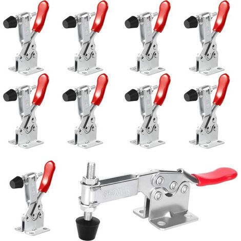 10Pcs Sauterelle de Serrage GH-201-B Pince à Bascule Pince à Genouillère Capacité de Maintien Environ 90 kg, Antidérapant pour Menuiserie, Machines, Soudage (1/5)