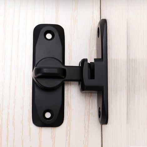 Verrou coulissant 90/180 degrés, loqueteau d'angle droit, cadenas de porte coulissante avec pêne dormant, sécurité armoire, serrure à glissière, fixations incluses (1/5)