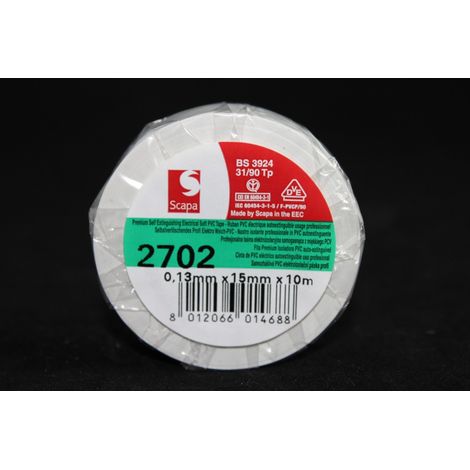Scapa NASTRO ISOLANTE AUTOESTINGUENTE mm. 15x10 mt col. Bianco Scapa 10 RT