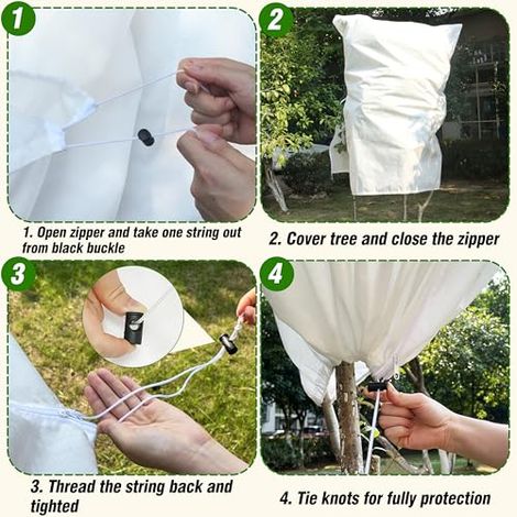 Housse d'hiver grande taille avec fermeture éclair 120x180cm en non-tissé, protection thermique ajustable pour arbustes et grands pots