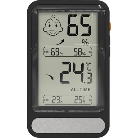 Indoor digital thermometer hygrometer, humidity gauge with large backlit LCD screen, MIN/MAX recording. For living room, greenhouse, and other rooms.