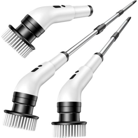 Brosse à récurer électrique avec 6 à 9 têtes de brosse, poignée réglable pour salle de bain, cuisine et nettoyage du sol Brosse de nettoyage électrique sans fil (9011 (6 têtes)) (1/5)