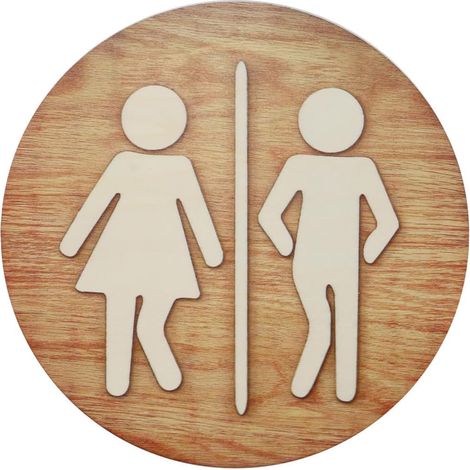 Plaque murale en bois pour salle de bain, décoration de porte créative (dorée) (1/5)