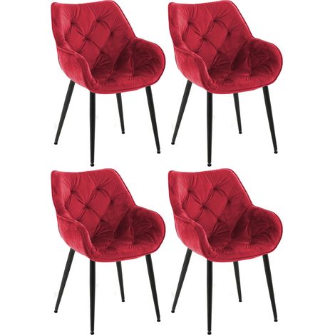 Set di 4 poltroncine Tanna in velluto rosso