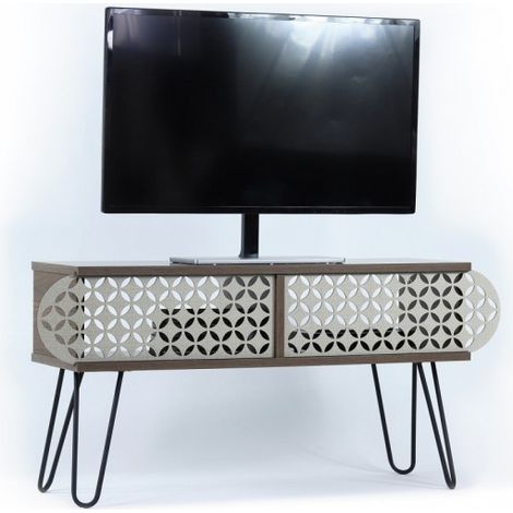 Meuble tv industriel urbain en noyer noir cm 106 x 30 x 48 h (1/4)