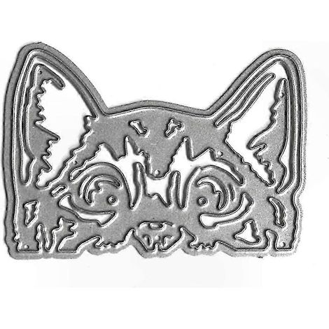 Metallener Katzenkopf-Stanzteil für Scrapbooking, DIY-Album-Schablone, Papierstempel, Feinschnittvorlage, 3-teilige Kreativform (1/5)