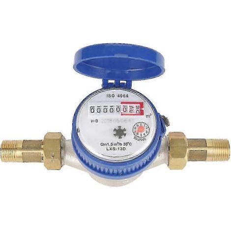 Compteur d'eau 2025 - Débitmètre d'eau froide 15 mm (1/2 pouce) avec raccords pour la maison et le jardin (1/5)