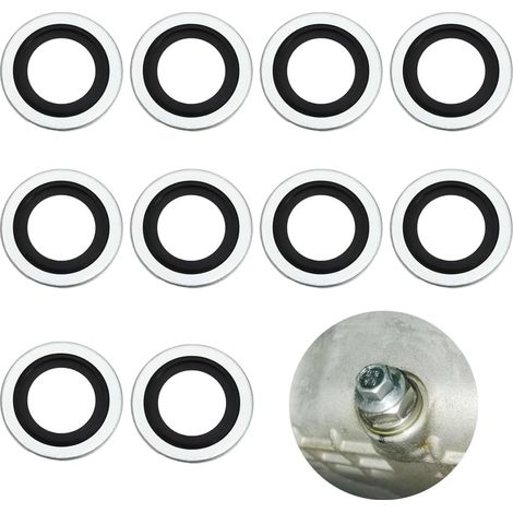Lot de 10 joints de bouchon de vidange d'huile en aluminium pour Peugeot Citroën Renault, accessoires automobiles de rechange 110265505R, 6079970345, 8200641648, 7700266044 (10 PCS, Taille Unique) (1/5)