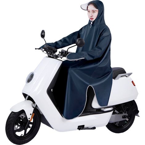 Imperméable pour vélo électrique, protection renforcée, tissu Oxford, manches longues, poncho imperméable pour adulte, bleu marine, taille 5XL (1/5)