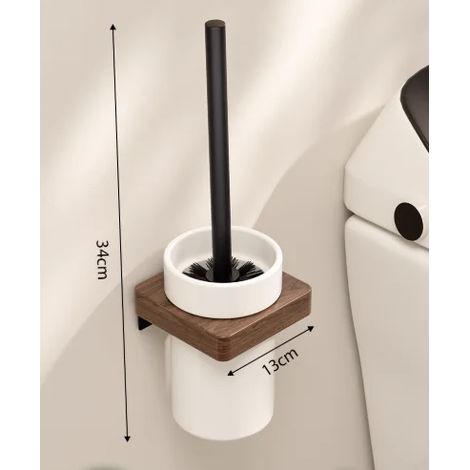 (I) Ensemble d'étagères de salle de bain en bois, étagère de douche, étagère murale de salle de bain en bois, support pour sèche-cheveux, étagère d'angle pour salle de bain (1/5)