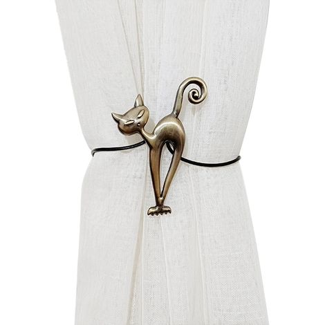 Attache-rideau en alliage en forme de chat, mini accessoire de fixation pour rideaux, boucle de rideau créative et haut de gamme, une pièce (1/4)