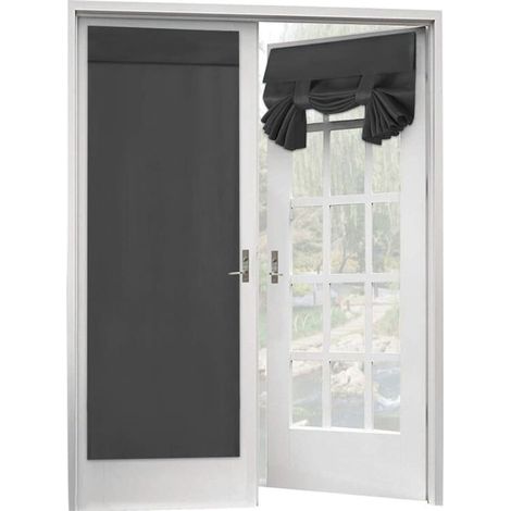 Rideaux pour porte-fenêtre (lot de 2), rideaux occultants isolants en verre (2 pièces), 66 x 173 cm, noirs (1/4)
