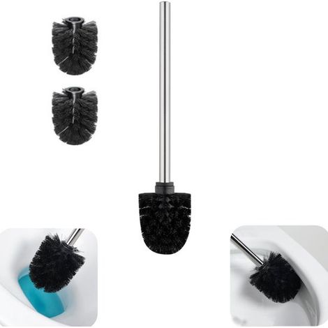 Set de brosses de nettoyage 34 x 7 cm - brosse WC, sol et rainures à tête remplaçable, noir (1/5)