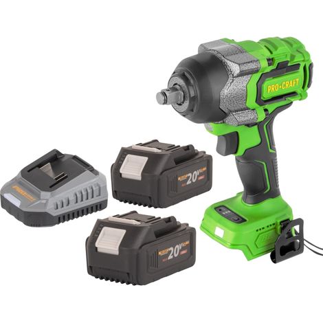 Atornillador de impacto a batería Procraft PWA36bb 20 V 850 Nm 1/2" sin escobillas + 2 baterías de 4,0 Ah + cargador