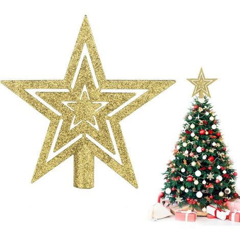 18cm Or Étoile Sapin Noël en Plastique, Topper d'arbre de Noël pour Décoration de Sapin de Noël (1/5)