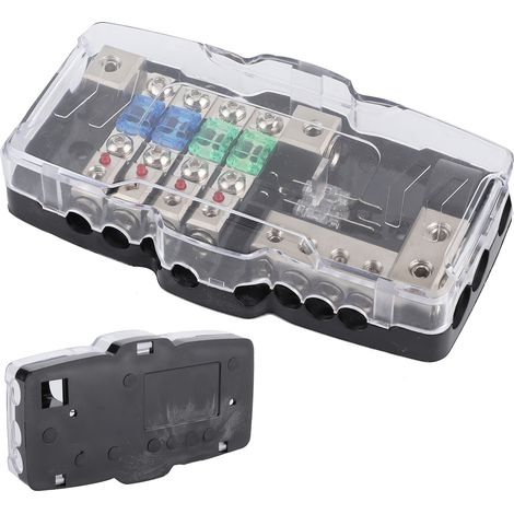 Multifunktions-Sicherungskasten mit 4-facher Verteilerleiste und LED-Beleuchtung für Autoradio, SUV, ATV und UTV (1/5)