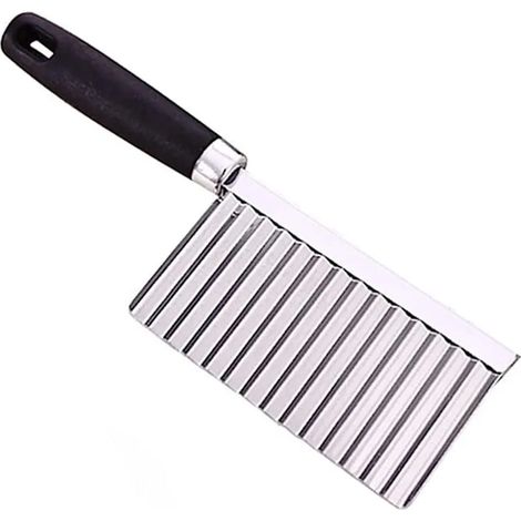 Coupe-frites ondulé pour pommes de terre, couteau ondulé en acier inoxydable, coupe-légumes ondulé de cuisine, couteau, hachoir, salade, concombre, carotte, fruit, légume, noir (1/5)