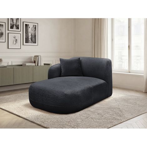 BOBOCHIC - Méridienne avec accoudoir pour canapé modulable ANDA tissu chenille Angle gauche Noir