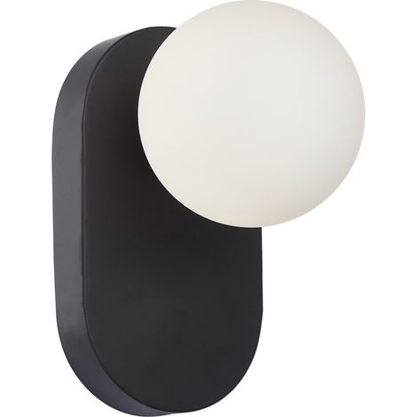 Applique murale minimaliste noire boule en verre blanc 1xG9 10W Morti Italux