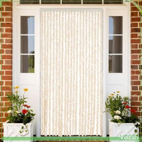 377342 Rideau anti-mouches beige et blanc 90x220 cm chenille (1/5)