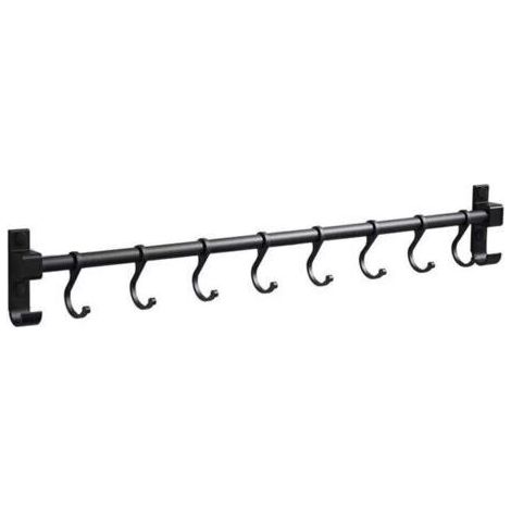 Barre de Cuisine Aluminium Barre Murale 50CM Porte Ustensiles de Cuisine avec 8 Crochets