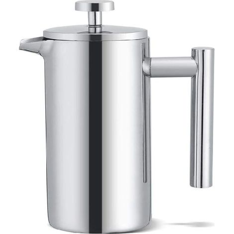 Cafetière à piston 350 ml – Double paroi en acier inoxydable, filtre intégré, design ergonomique et résistant (1/4)