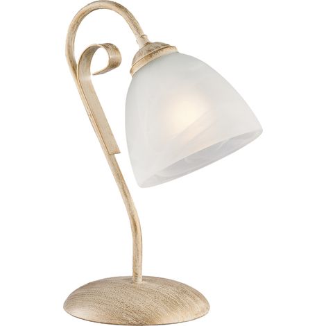 Lumetto Forgiato 1 Luce Ferro Avorio E Oro Vetro Bianco (1/2)