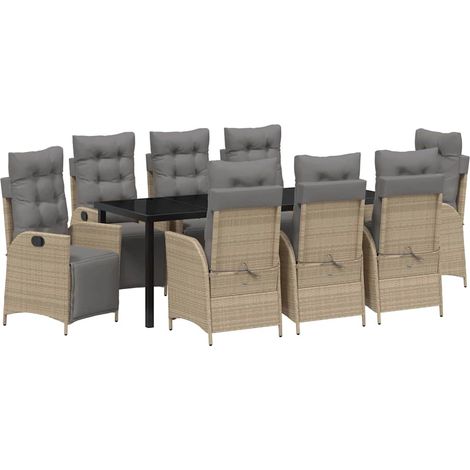 Maison Exclusive - Set da Pranzo per Giardino con cuscino 9 pcs Beige polyrattan