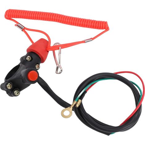 Interrupteur D'arrêt pour VTT, Guidon de 7/8 Pouces, Interrupteur de Coupure de Moteur à 2 Fils avec Cordon de Recul, pour 50 Ml, 70 Ml, 90, 110, 125, 150, 200 (1/5)