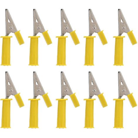 10 Stück isolierte Krokodilklemmen, 5 mm Öffnungen aus reinem Kupfer, Prüfklemmen mit 4-mm-Klinkenstecker für experimentelle Tests