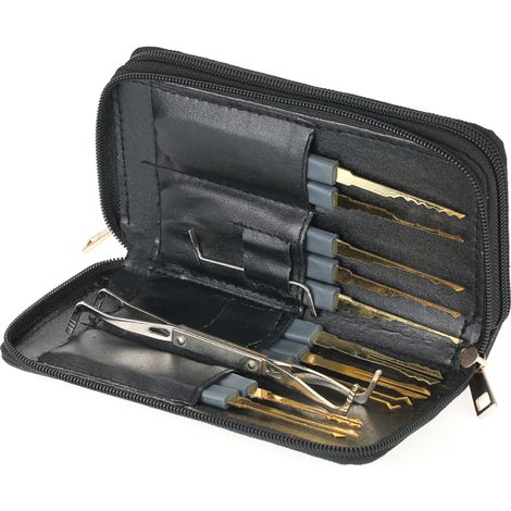 Kit d'entraînement de 24 outils professionnels de crochetage de serrures avec étui en cuir pour serruriers débutants