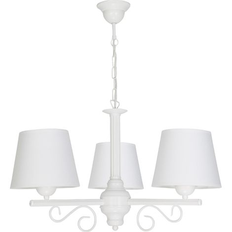 Lampada a sospensione da soffitto color oro antico bianco con paralume bianco, modello Nomada 14-752 (1/2)