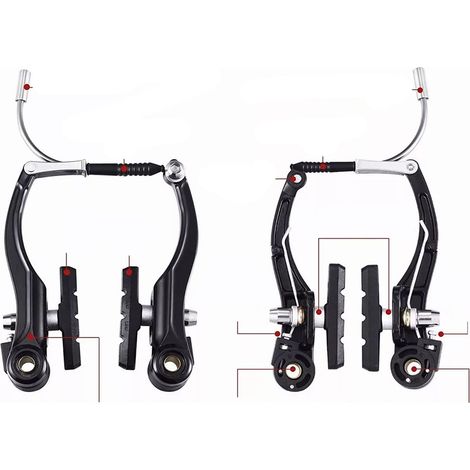 Vorder- und Hinterrad-V-Bremsen für Fahrräder, aus Aluminiumlegierung, für Mountainbikes und Rennräder, Fahrradzubehör, schwarz (1/5)