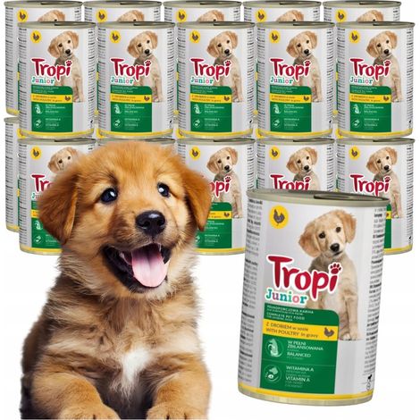 Nassfutter für Hunde, Junior-Dose mit Geflügel, 20 x 415